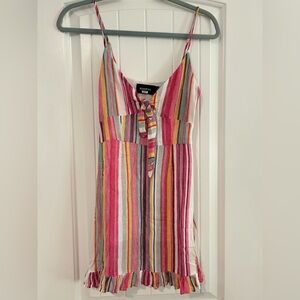 MINKPINK Pink and Yellow Striped Dress